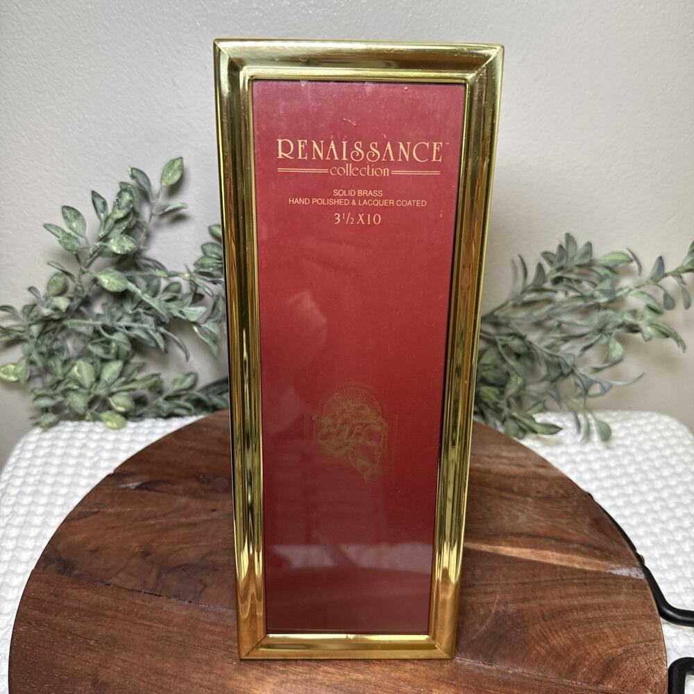 Reniassance Collection Dennis East Solid Brass Photo Frame 3.5"x10" Picture Vtg